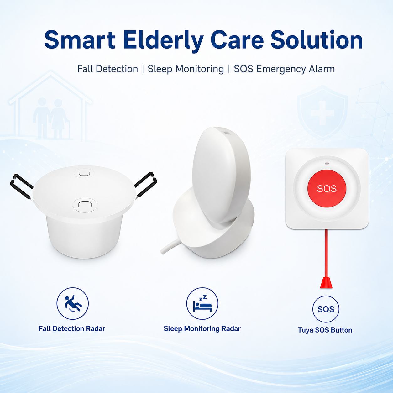 Smart Elderly Care Solution with Fall Detection Radar Sleep Monitoring Radar and SOS Button