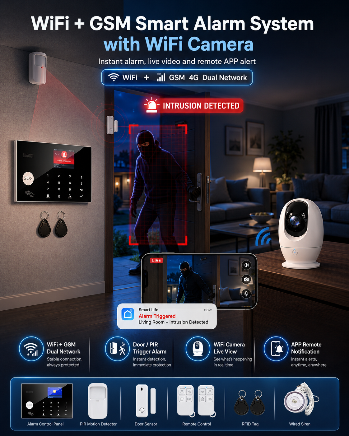 WiFi + GSM Smart Alarm System Application Scenario