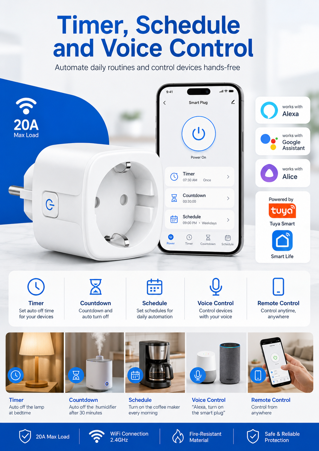 Timer Schedule and Voice Control Smart Plug
